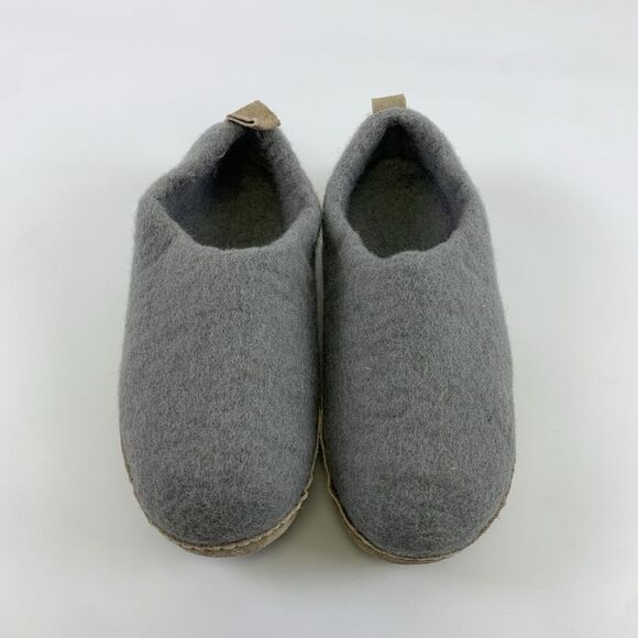 HAUSSIMPLE Natural Wool Cozy Indoor Slip On Slippers Gray Leather Sole Womens 10 - Picture 4 of 13